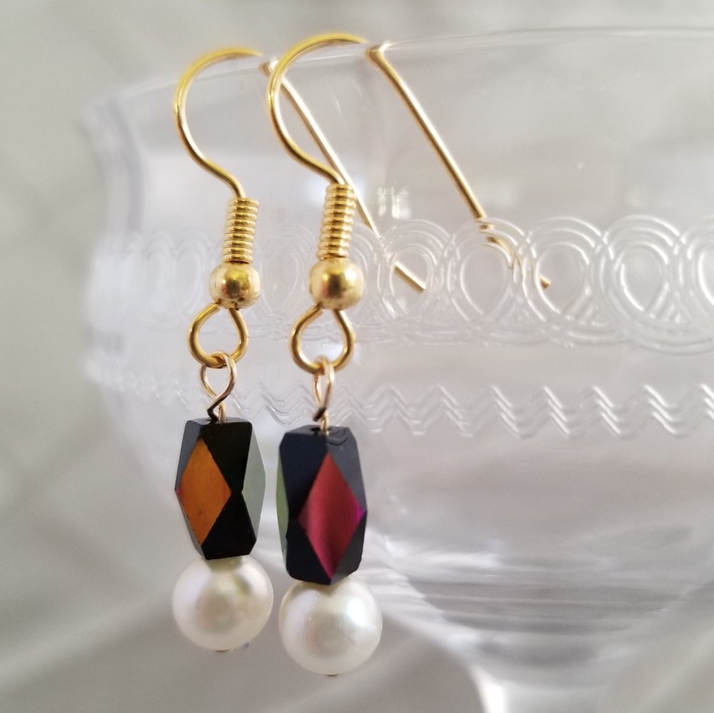 Sea Pearl & Vintage Glass Earrings